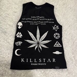 Killstar Black Tank Top with White Graphics